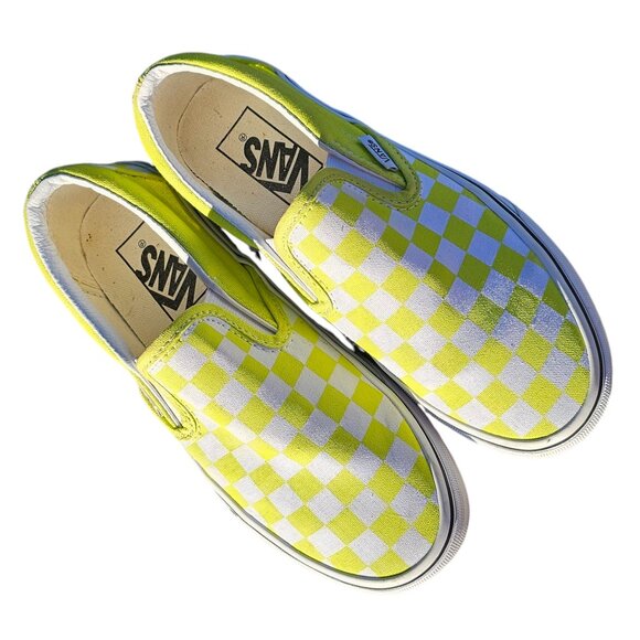 Vans 5.5 Women / 4.0 Men Slip On Yellow Checkerboard Sneakers - Picture 2 of 11